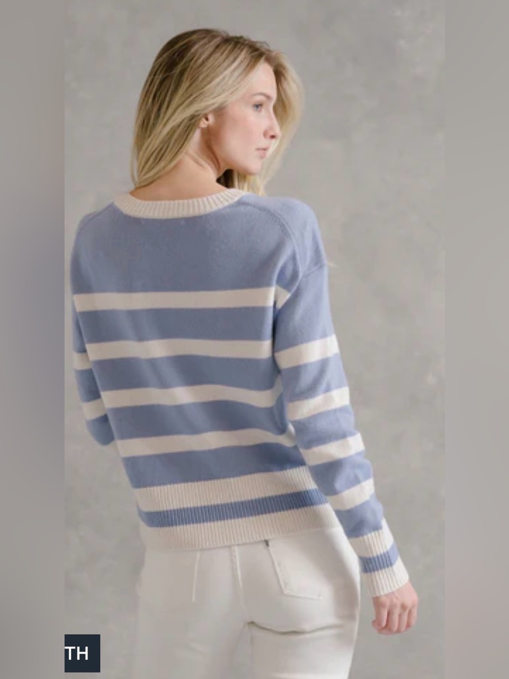B. Draddy $500 ELLA STRIPE CREW SCOTTISH CASHMERE sz M - Picture 3 of 9